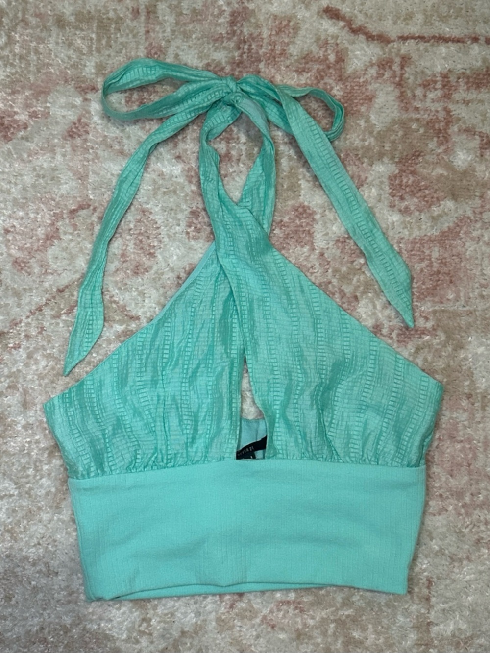 Forever 21 Gauze Halter Semi Crop Top Sz S - Seafoam Green